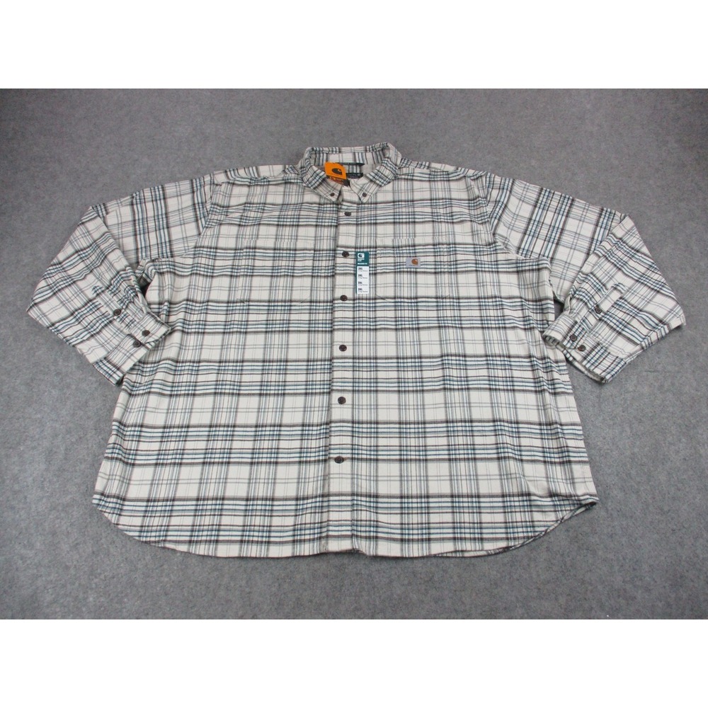 Carhartt Shirt Mens 3XL XXXL Off White Cream Rugged Flex Flannel Work Wear - Picture 1 of 11